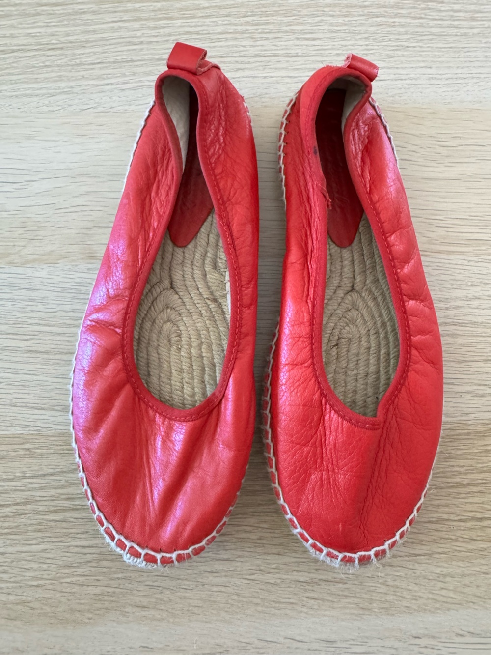 Free People Red Leather Espadrille Flats - Bohemian Summer Shoes - EU 39